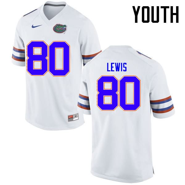 Youth NCAA Florida Gators Cyontai Lewis #80 Stitched Authentic Nike White College Football Jersey UPG0165IF